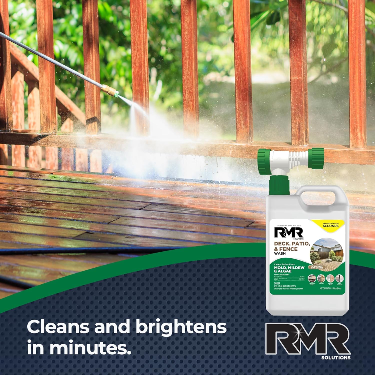 RMR Deck Patio Fence Wash 64 Ounce Commercial-Grade Stain Remover