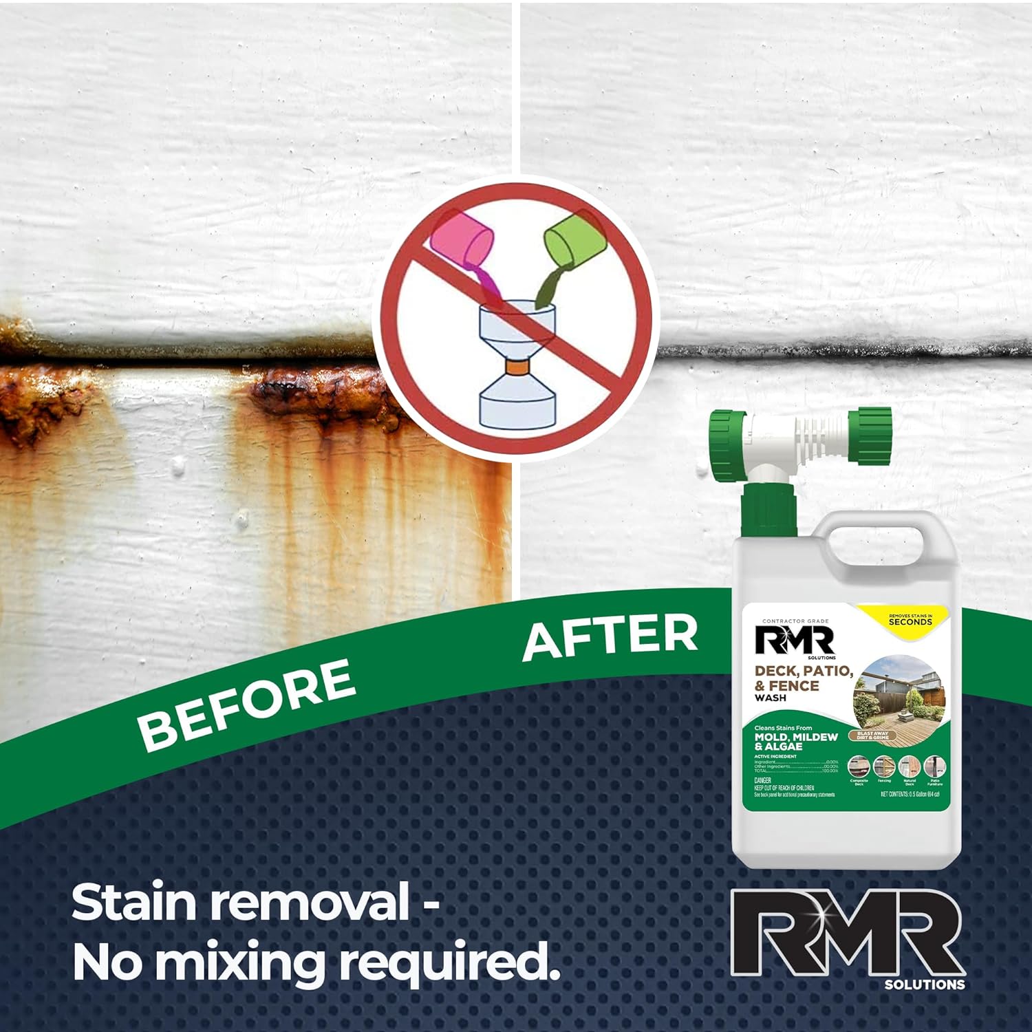RMR Deck Patio Fence Wash 64 Ounce Commercial-Grade Stain Remover