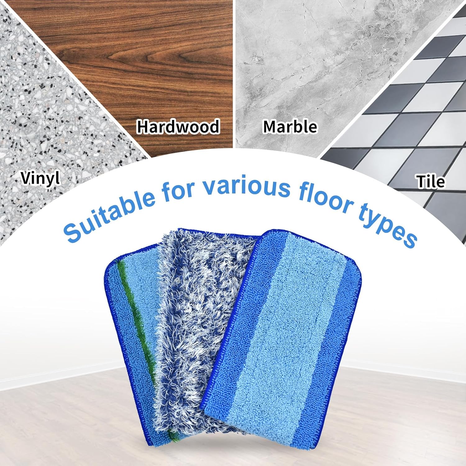 DLAIMI 8 Pack Mop Pads for Hardwood and Hard Floors