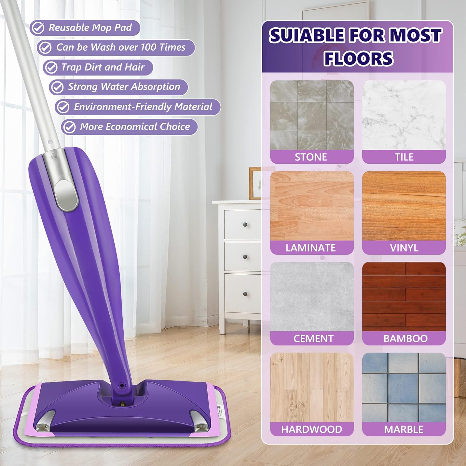 TINATONY 4-Pack Reusable Wet Jet Mop Pads