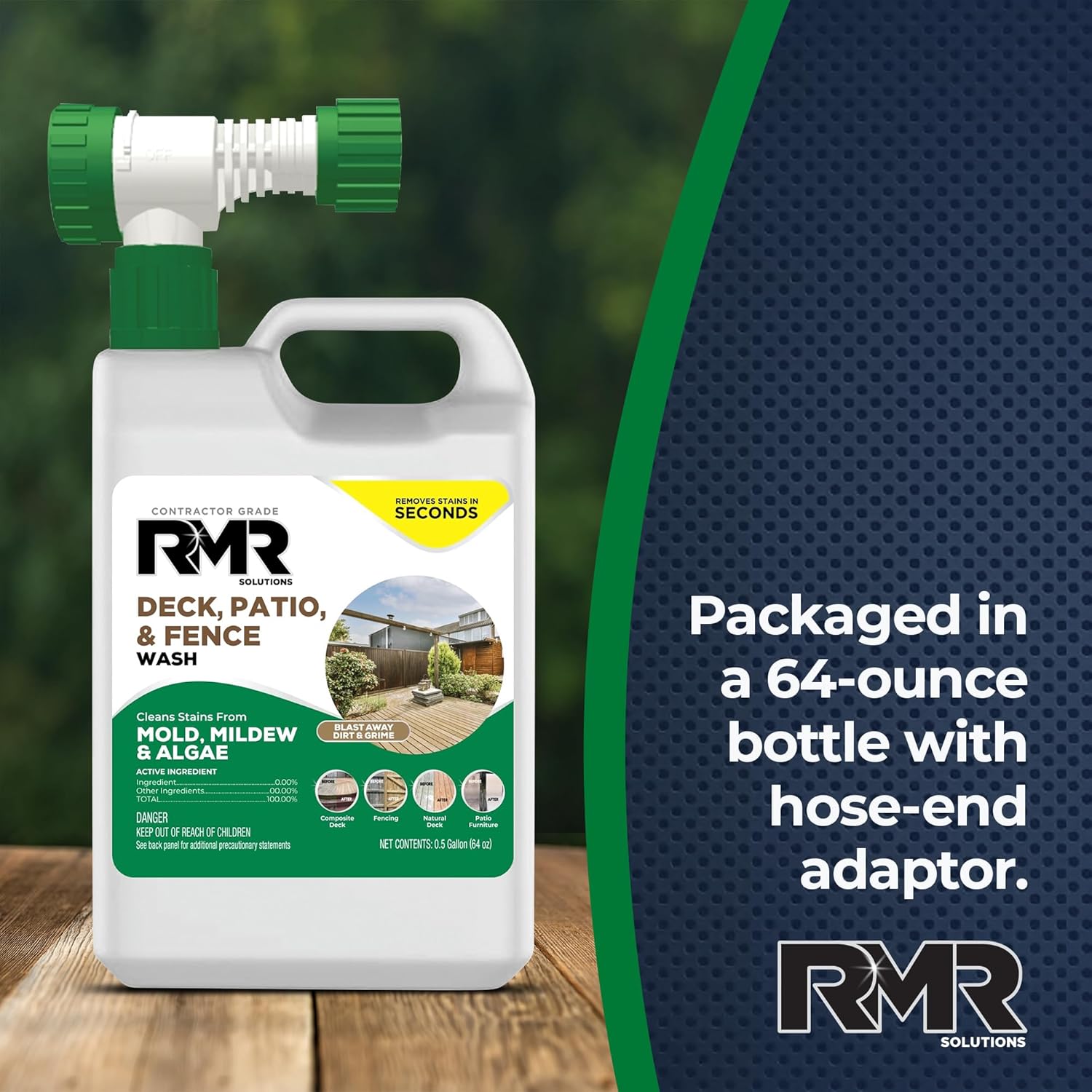 RMR Deck Patio Fence Wash 64 Ounce Commercial-Grade Stain Remover