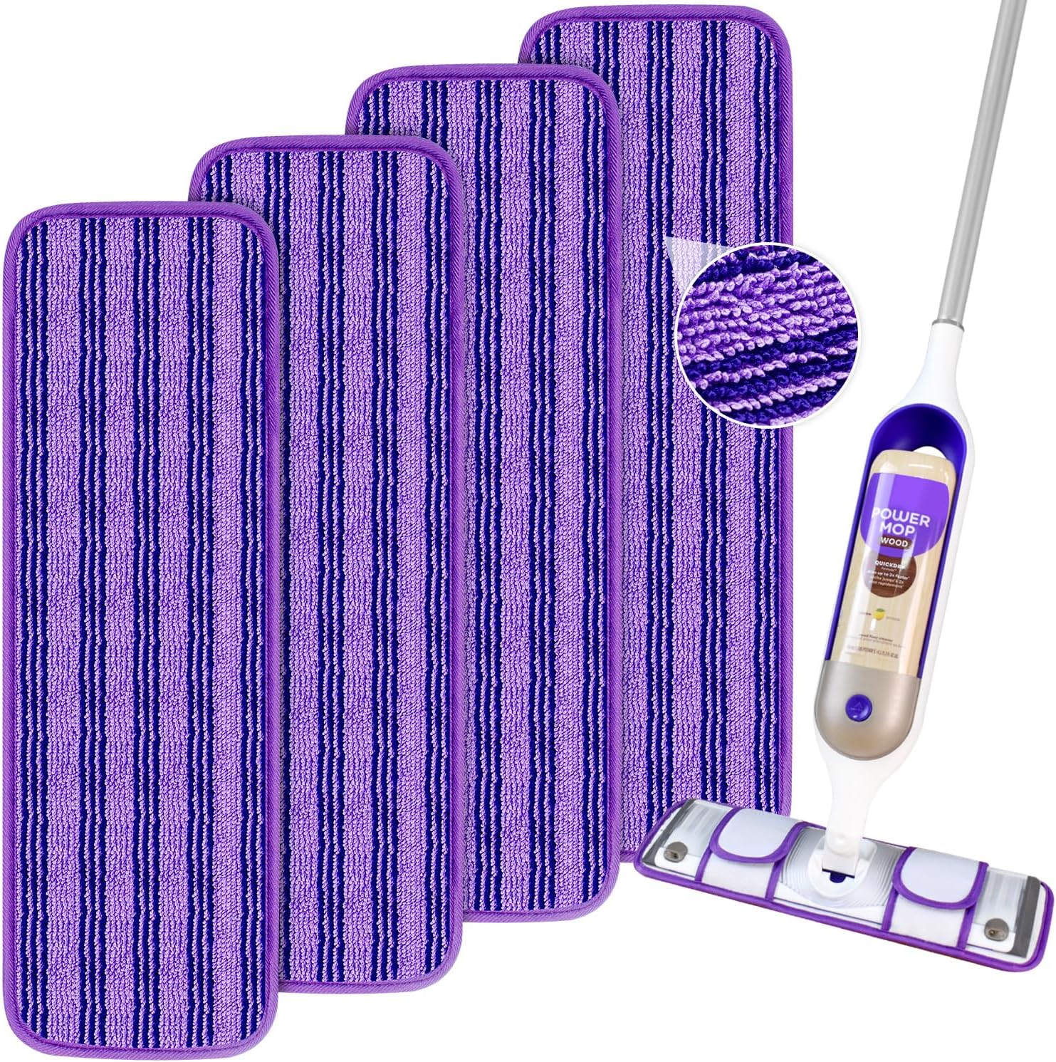 4 Pack Reusable Swiffer PowerMop Pads with Cationic Material 1