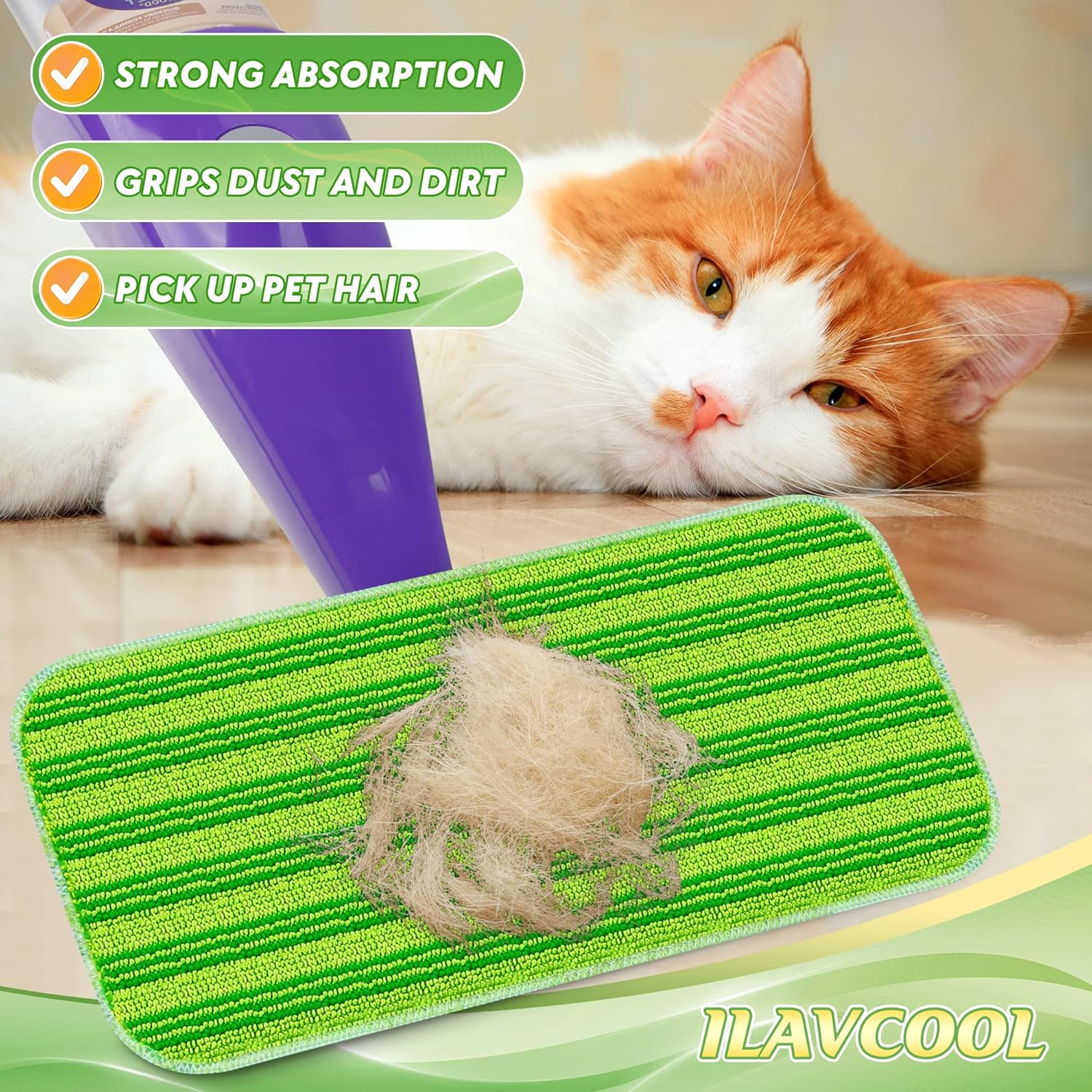 ILAVCOOL 6 Pack Reusable Mop Pads for Swiffer Wet Jet 1