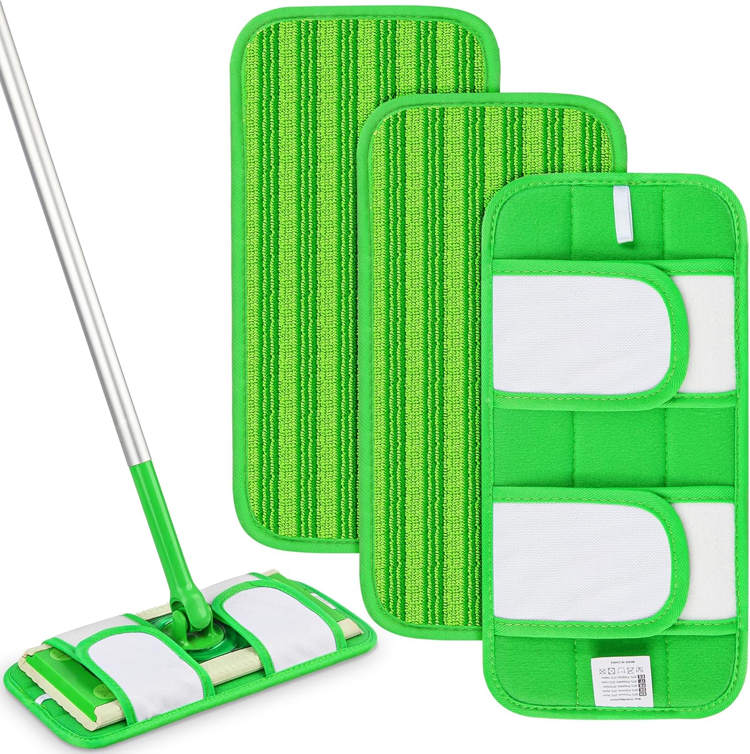 PAPCLEAN Reusable Mop Pads for Swiffer - 3 Pack Green