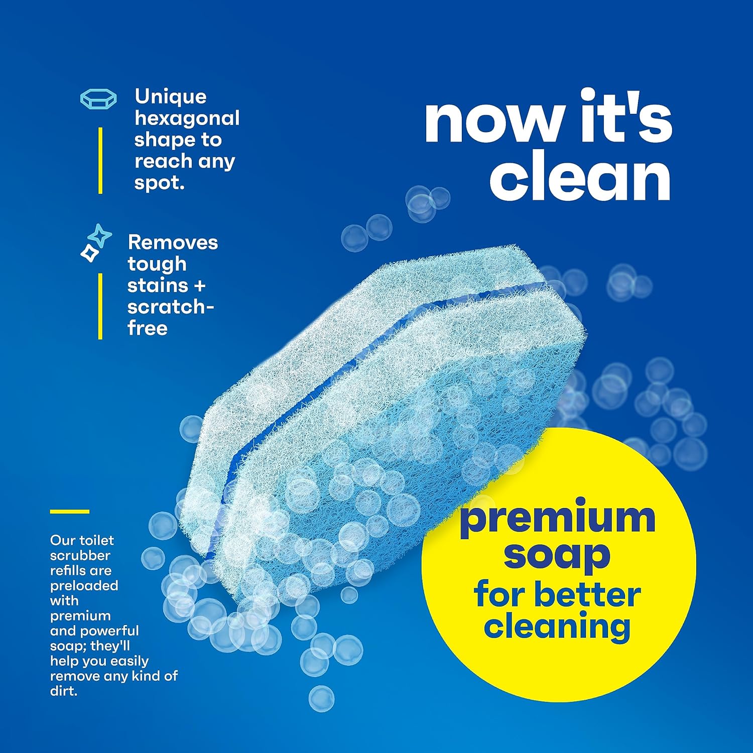 CleanGenius Disposable Prefilled Toilet Cleaning Scrubbers 30 Count