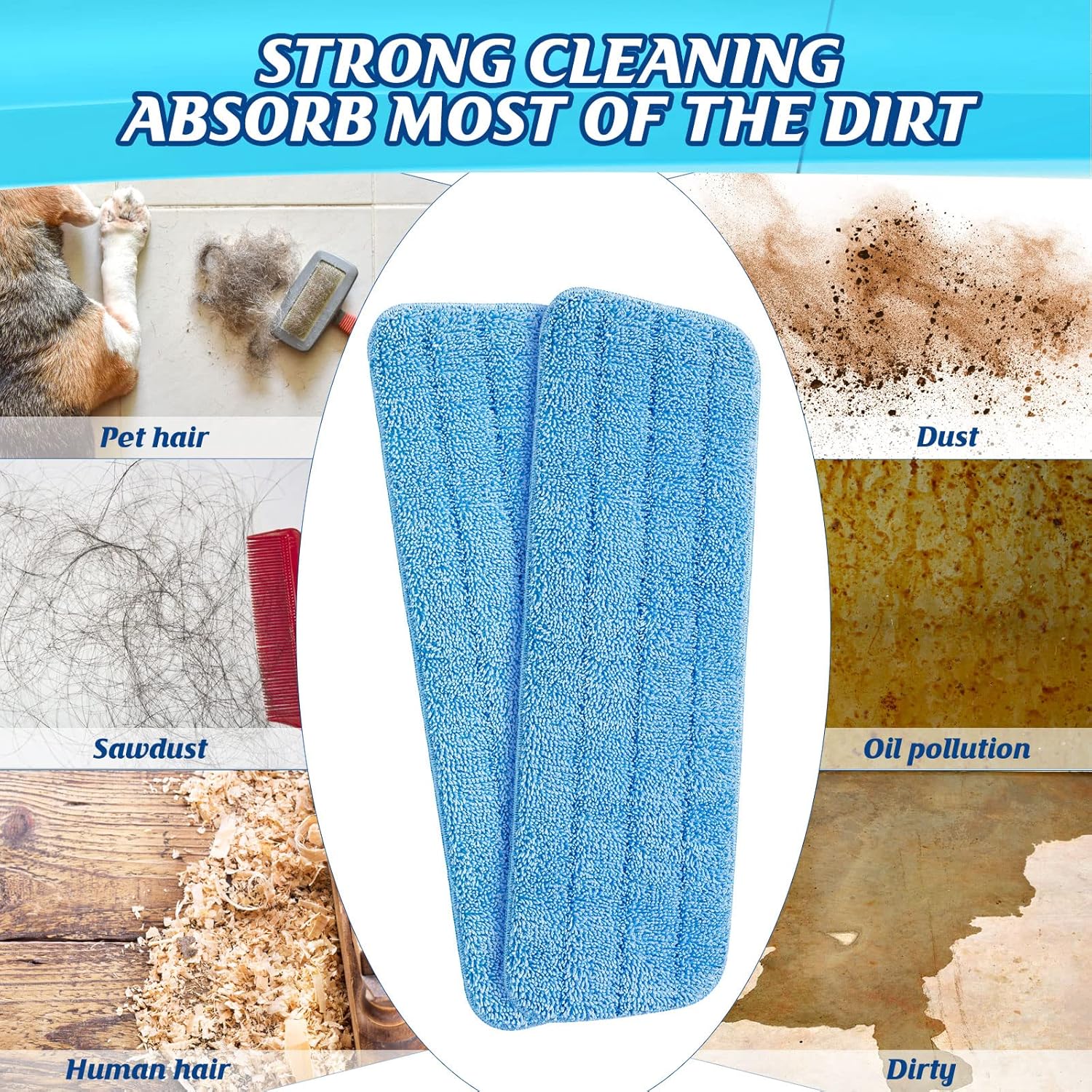 40-Pack Microfiber Mop Pads Reusable Cleaning Heads