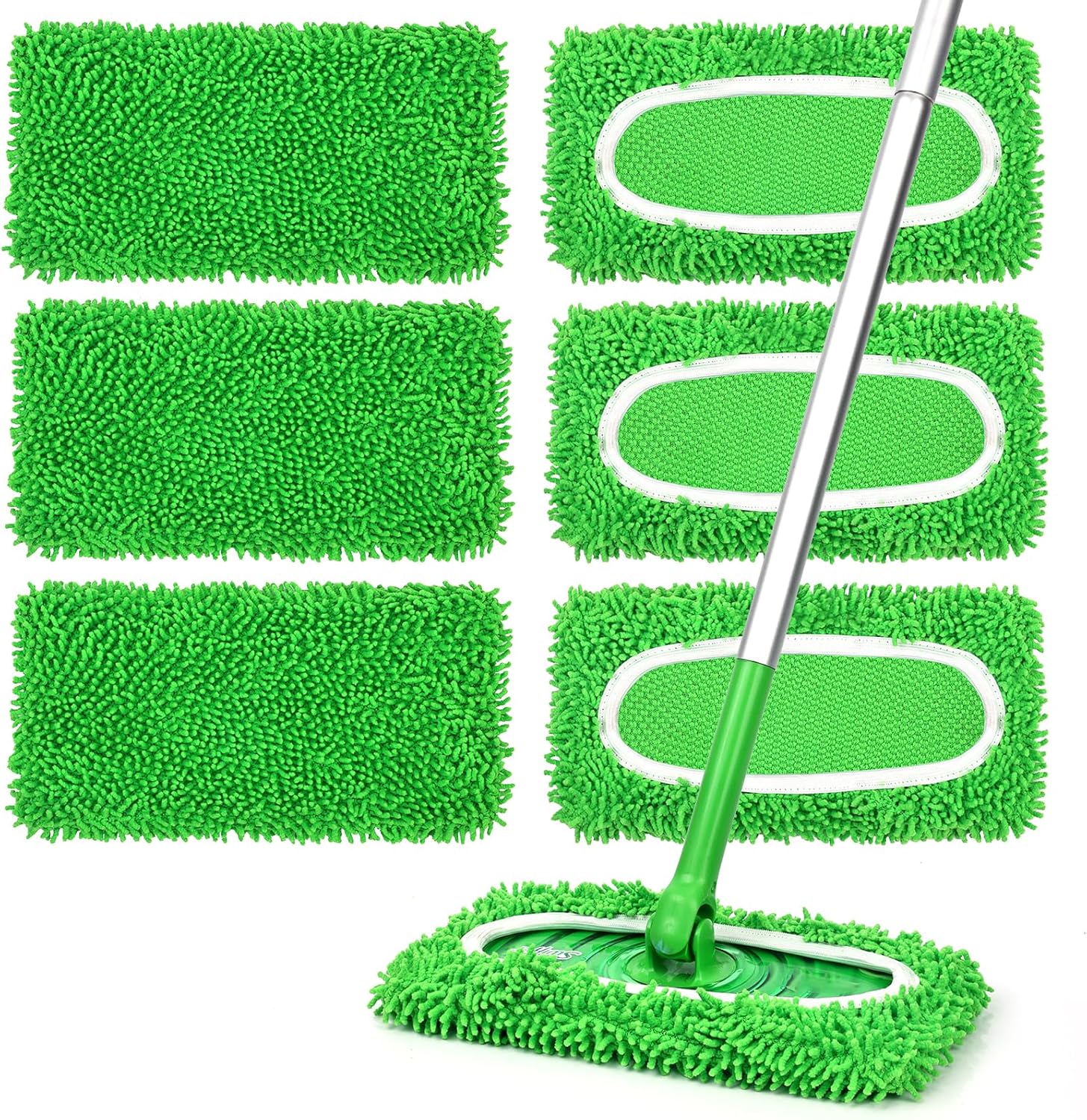 6Pcs Reusable Microfiber Mop Pads for Swiffer Flat Mops