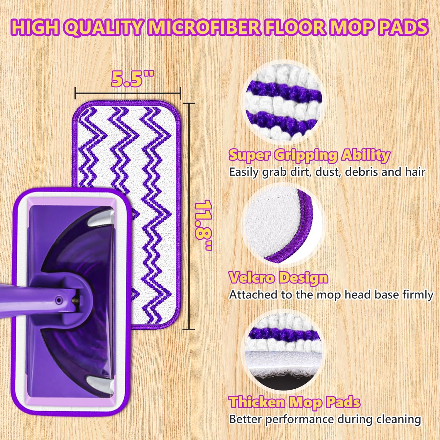 ILAVCLEAN Reusable Mop Pads 6 Pack for Swiffer Wet Jet