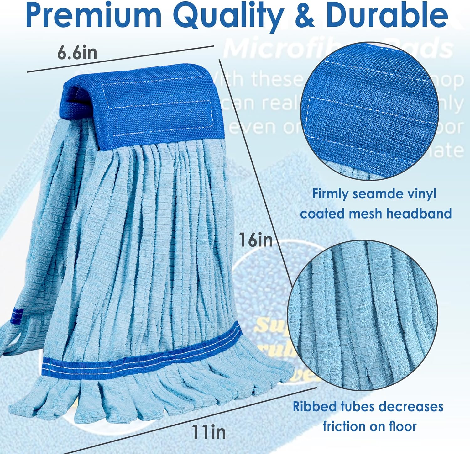 4 Pack Heavy Duty Microfiber Mop Refill - Extra Absorbent Durable