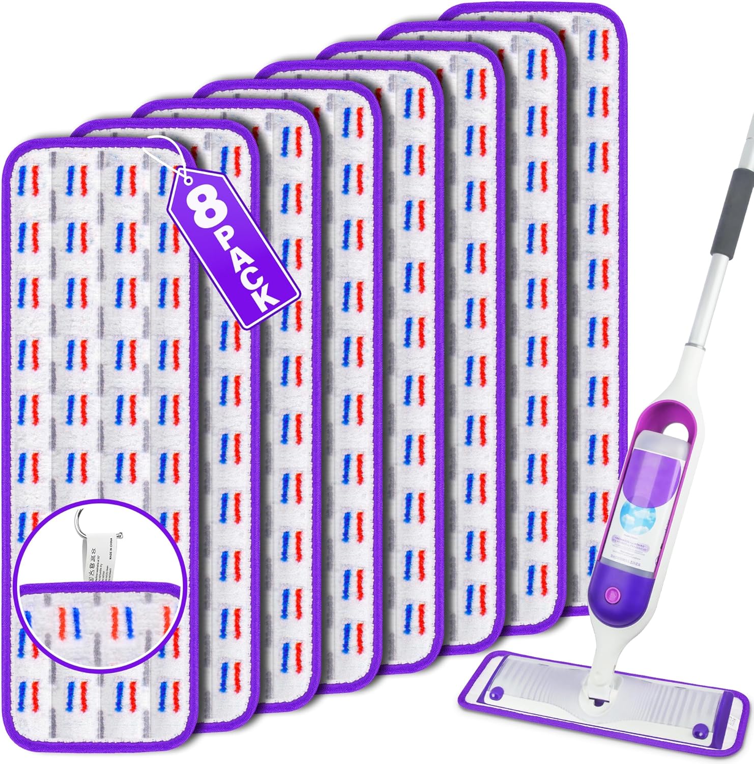8 Pack Reusable Mop Pads for Swiffer PowerMop 1