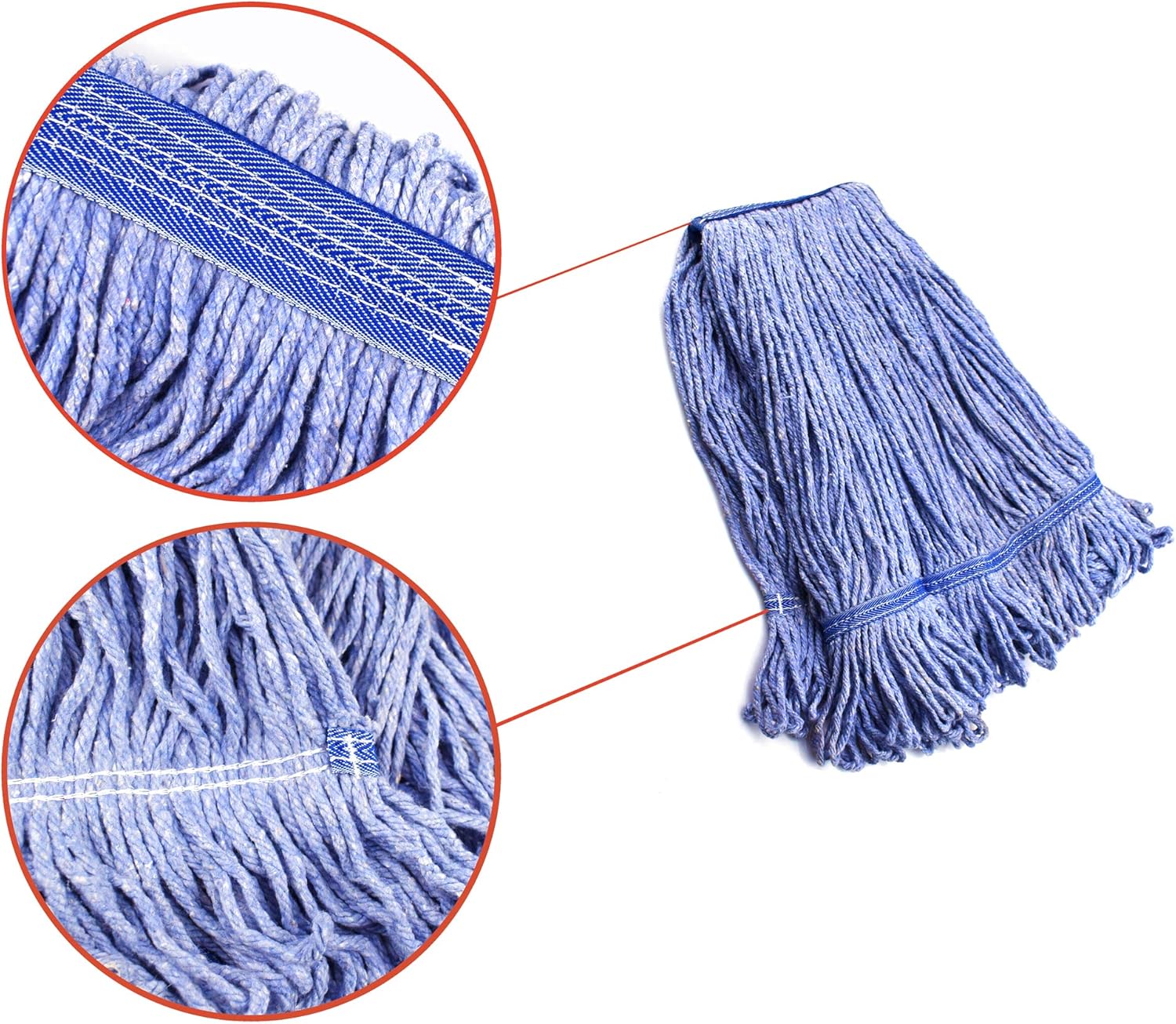NIUBEE Heavy Duty Commercial Mop Head Replacement - 450g Blue Cotton Looped End