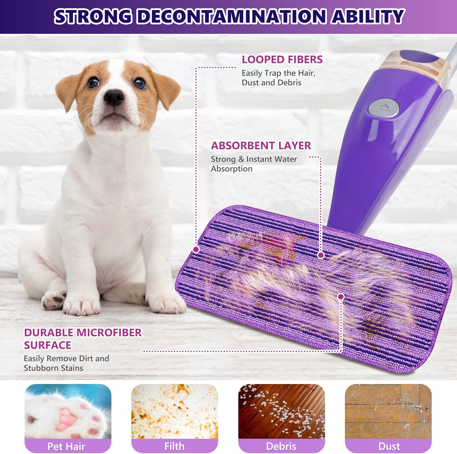 TINATONY 4-Pack Reusable Wet Jet Mop Pads