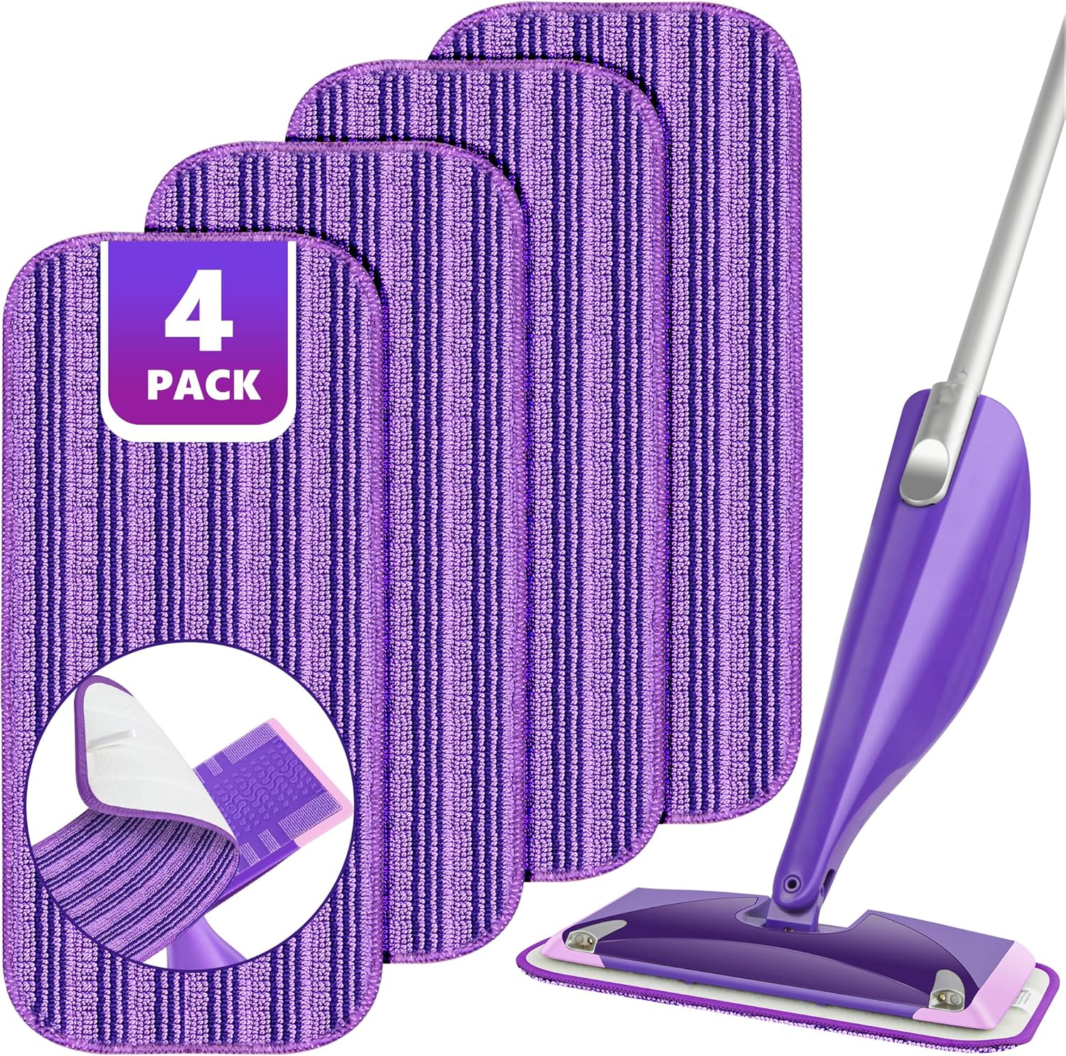 TINATONY 4-Pack Reusable Wet Jet Mop Pads
