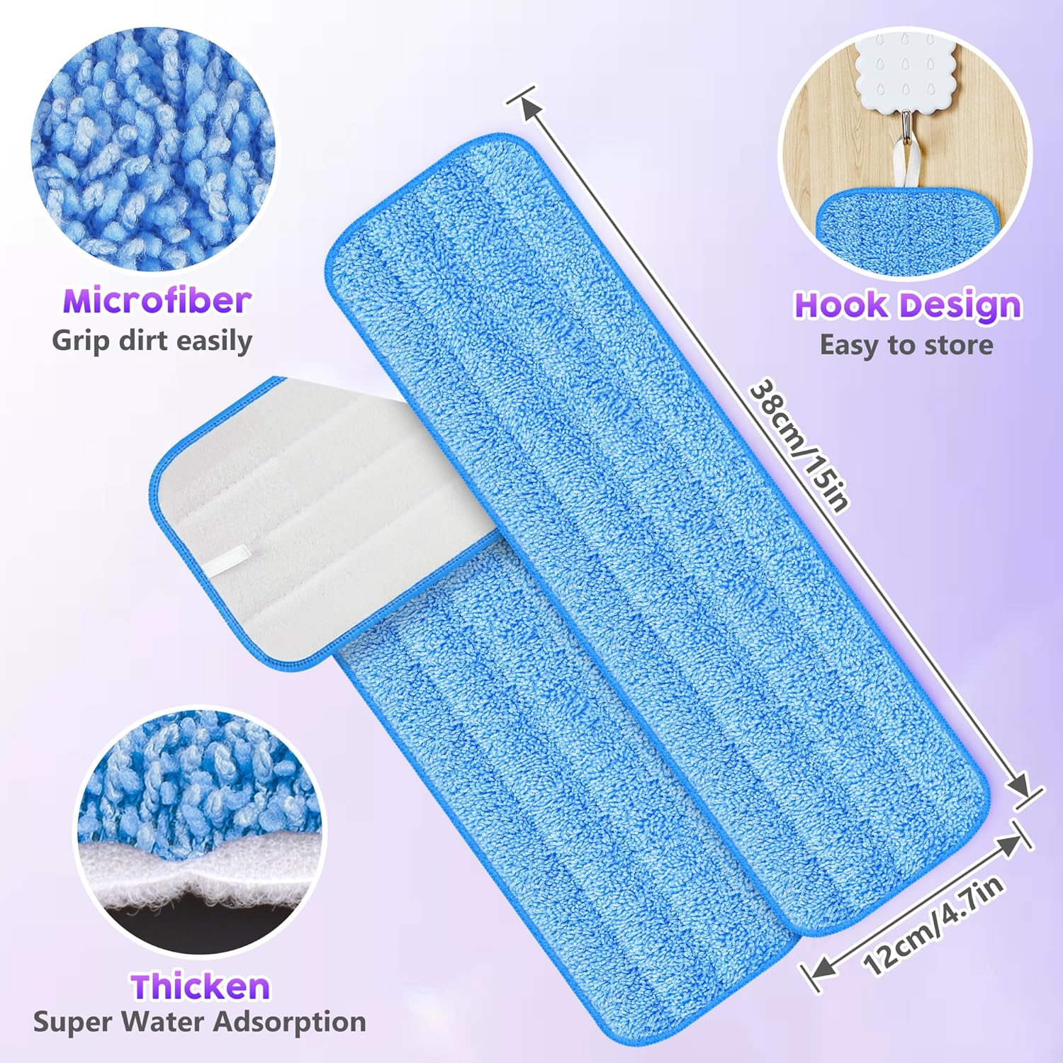 3 Pack Reusable Mop Pads for Swiffer PowerMop 1
