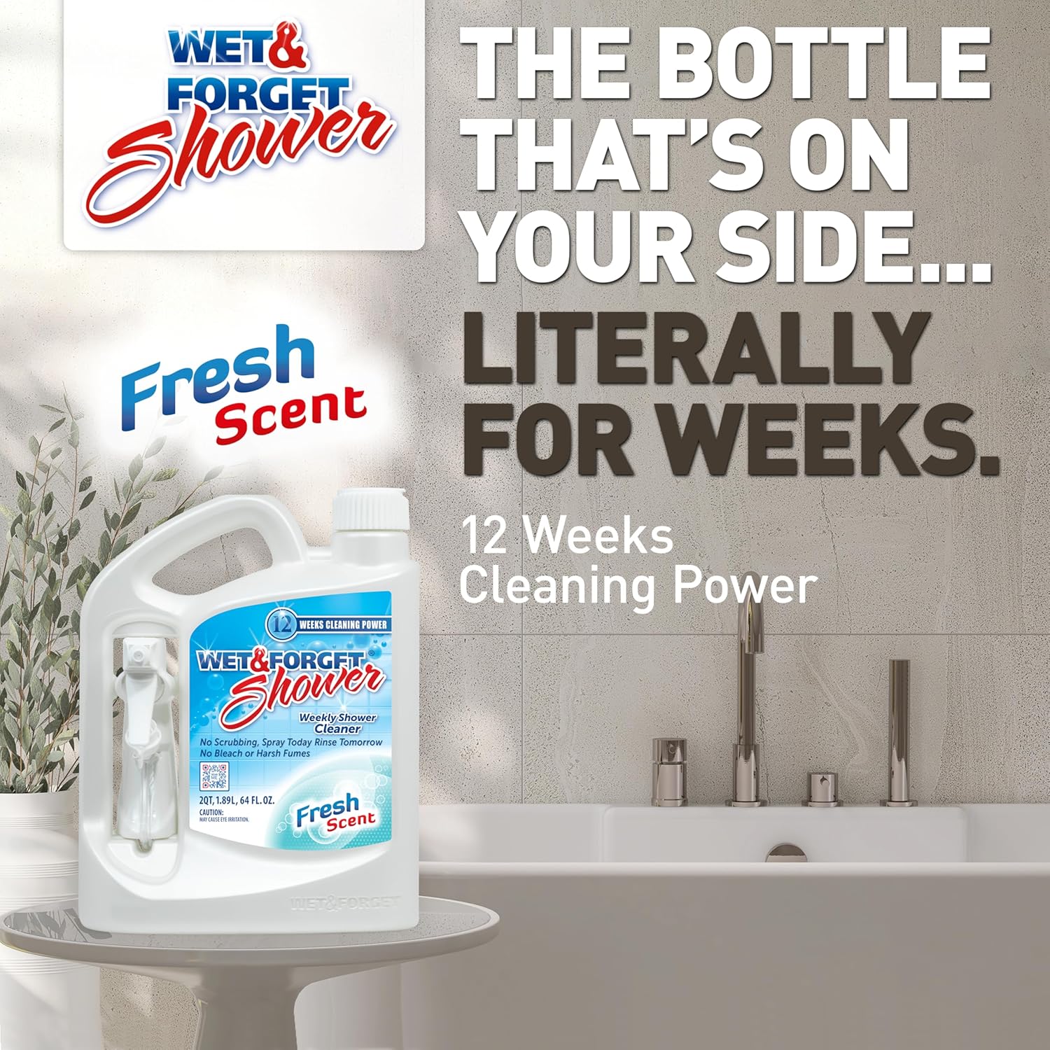 Wet Forget Shower Cleaner Spray 64 Oz No-Scrub Weekly Use