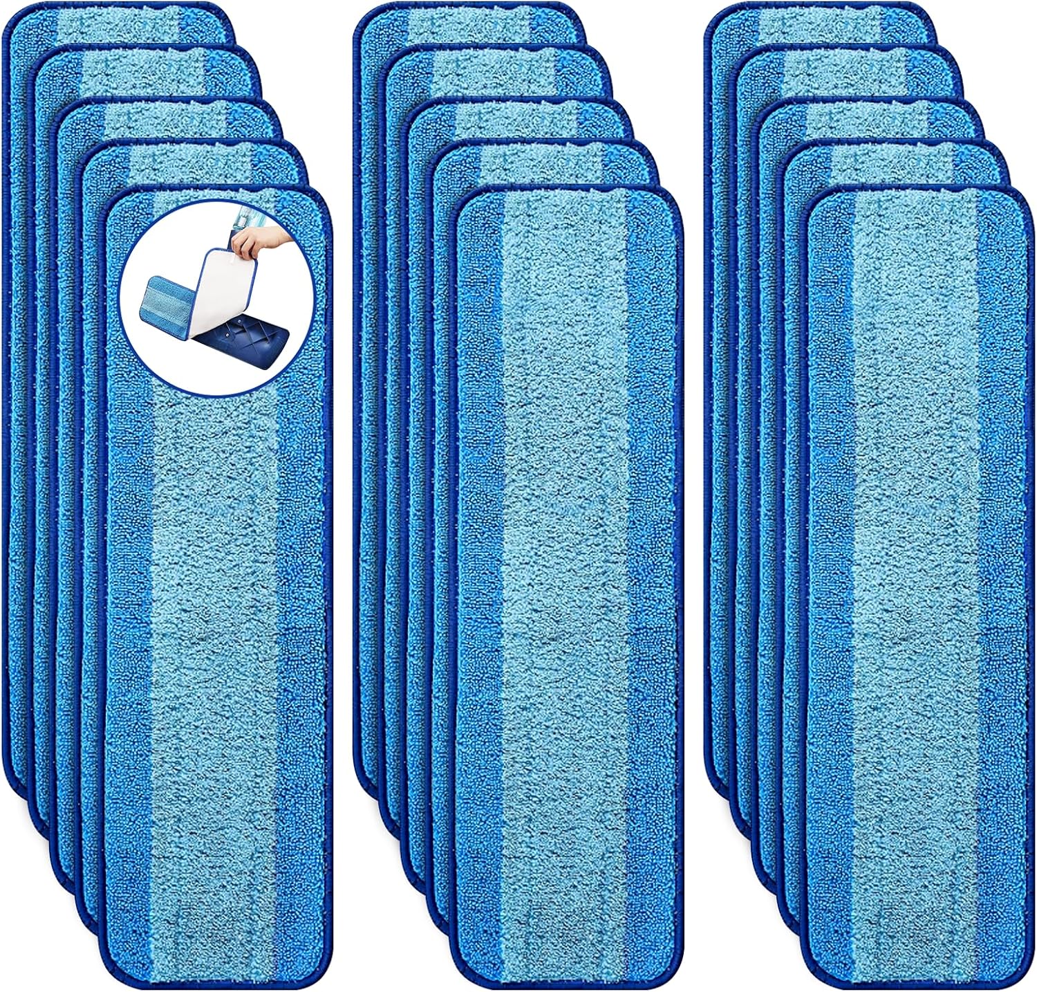 15 Pack Microfiber Mop Pads - Washable Reusable for Bona Mops