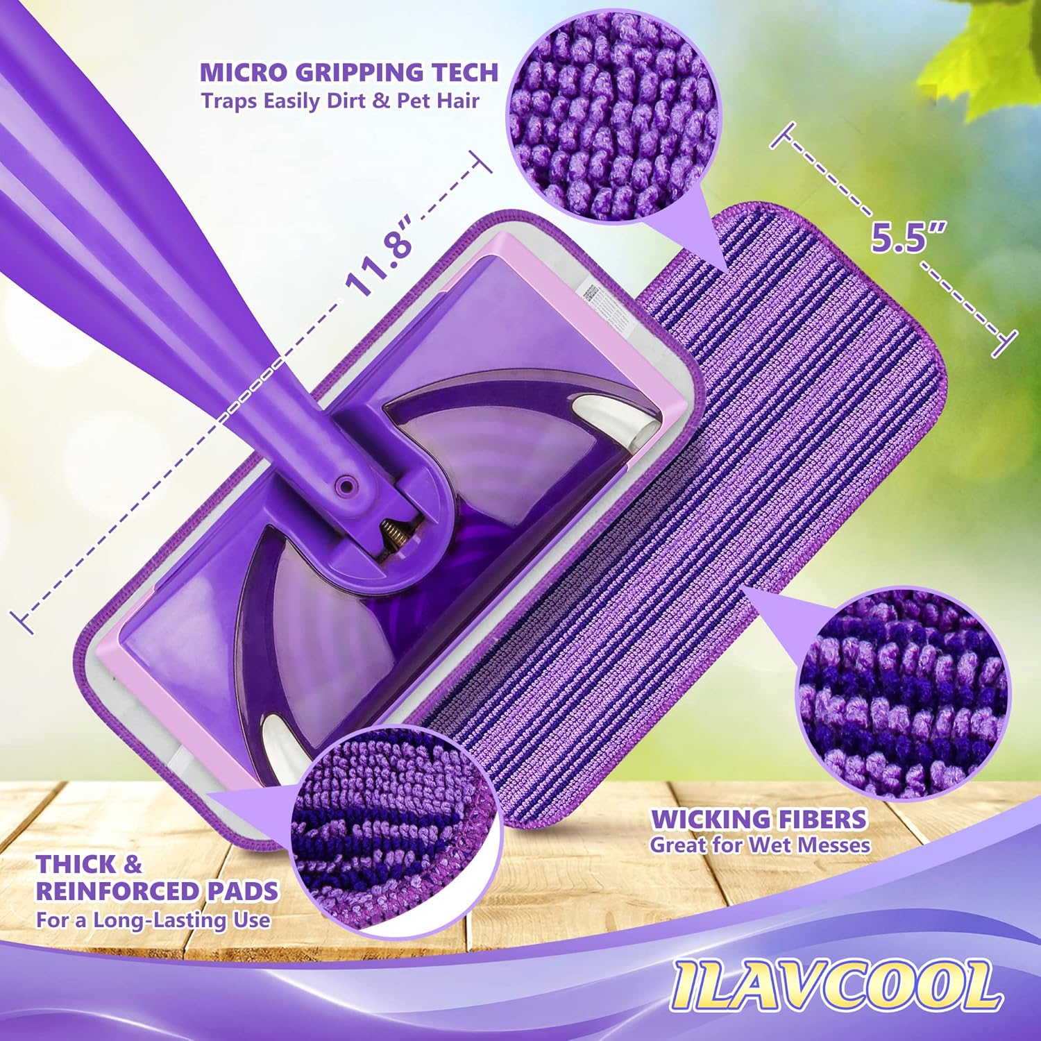 ILAVCOOL 6 Pack Reusable Mop Pads for Swiffer Wet Jet 1