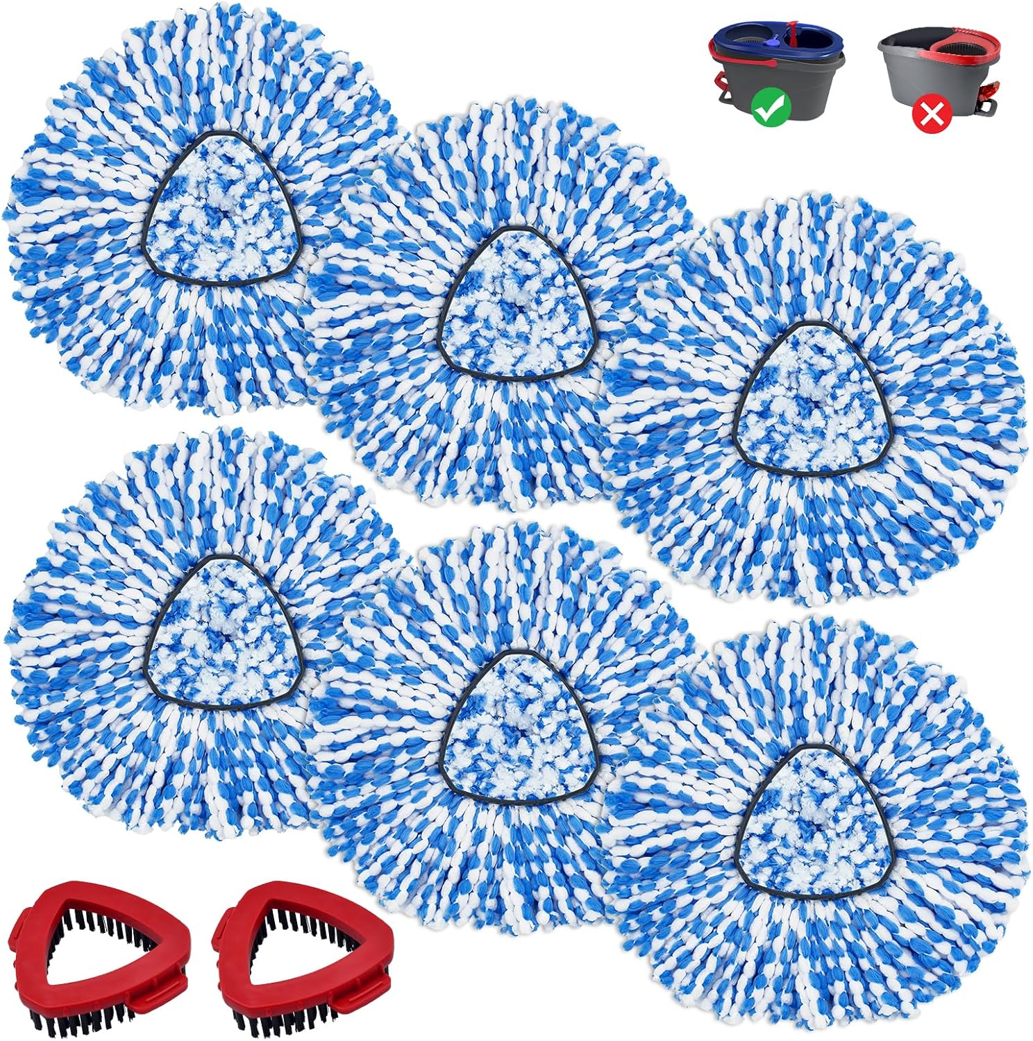 GFRED Spin Mop Refill Scrub Brush Replacement Heads for O Cedar RinseClean