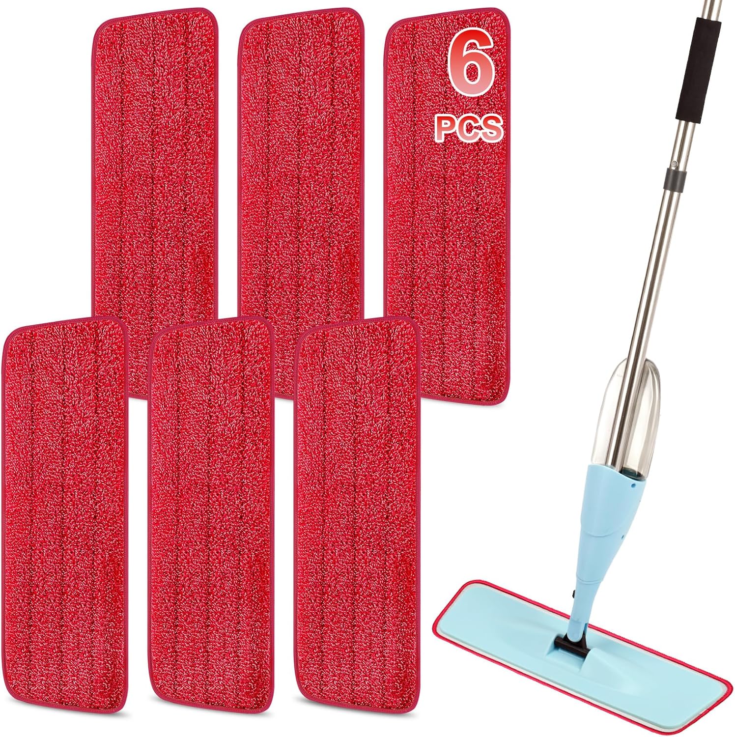 ZIYUNBIXI 165 Inch Reusable Microfiber Mop Pads 6 Pack