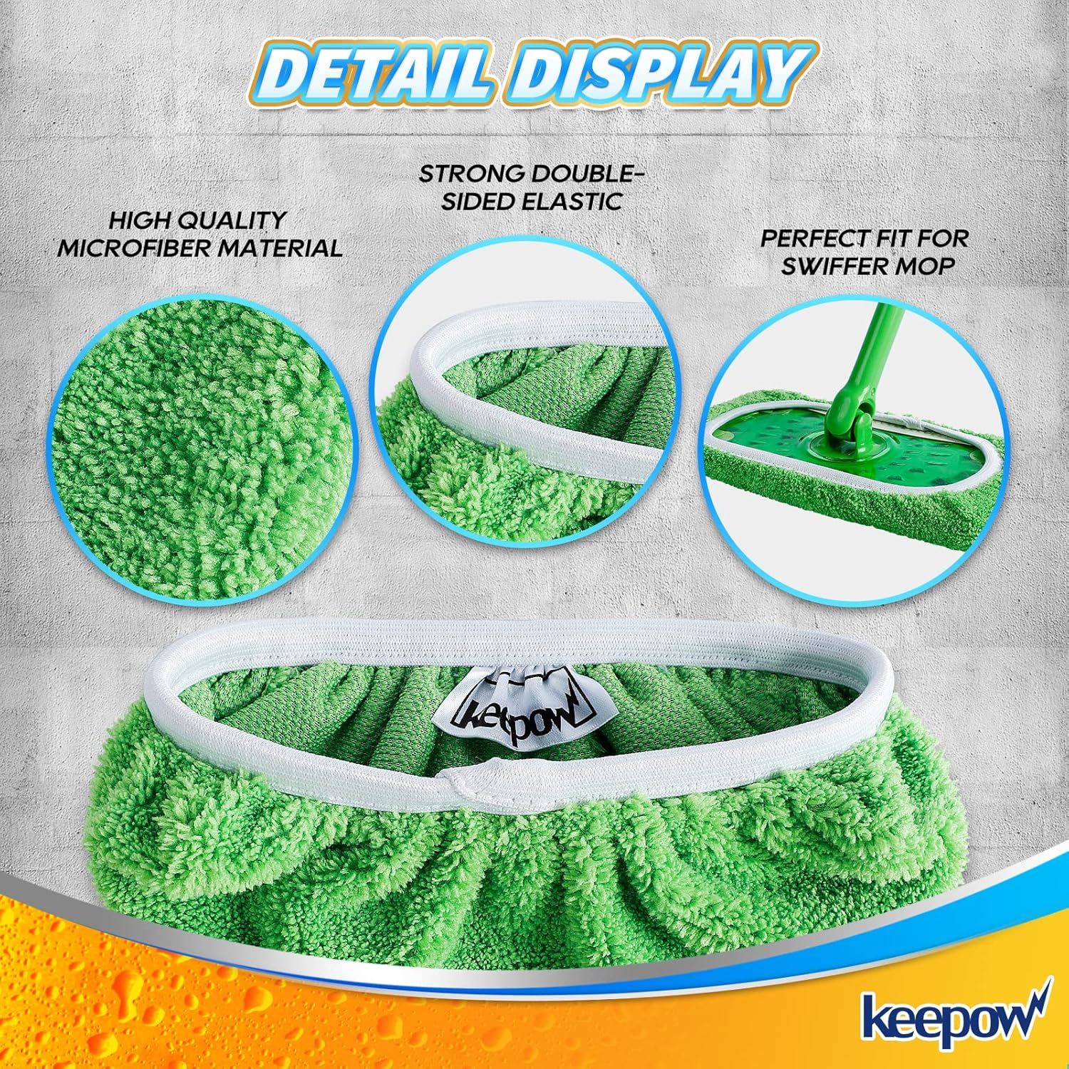KEEPOW 8 Pack Reusable Mop Pads for Swiffer