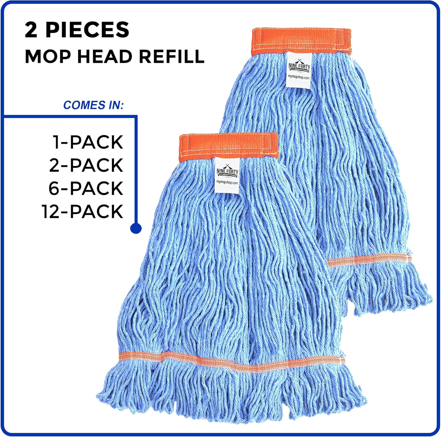 Nine Forty 2-Pack Heavy Duty Wet Mop Head Refill
