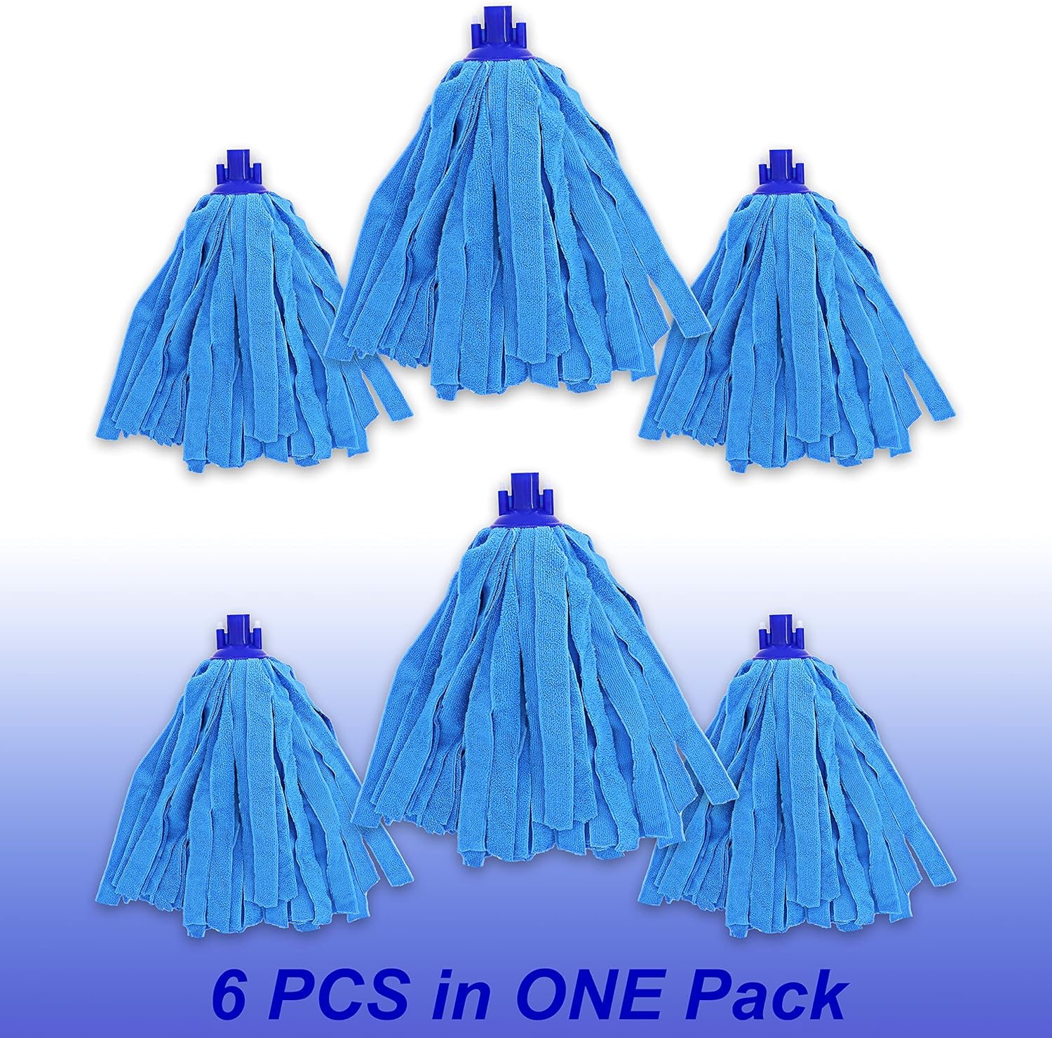 6PCS Blue Microfiber Mop Head Replacement