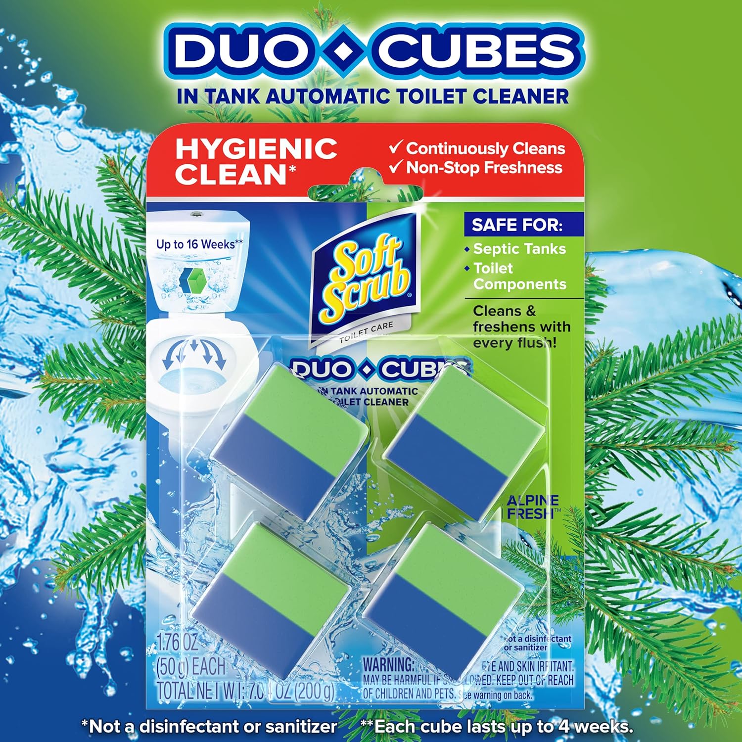 Soft Scrub Toilet Cleaner Duo-Cubes Alpine Fresh 4 Count
