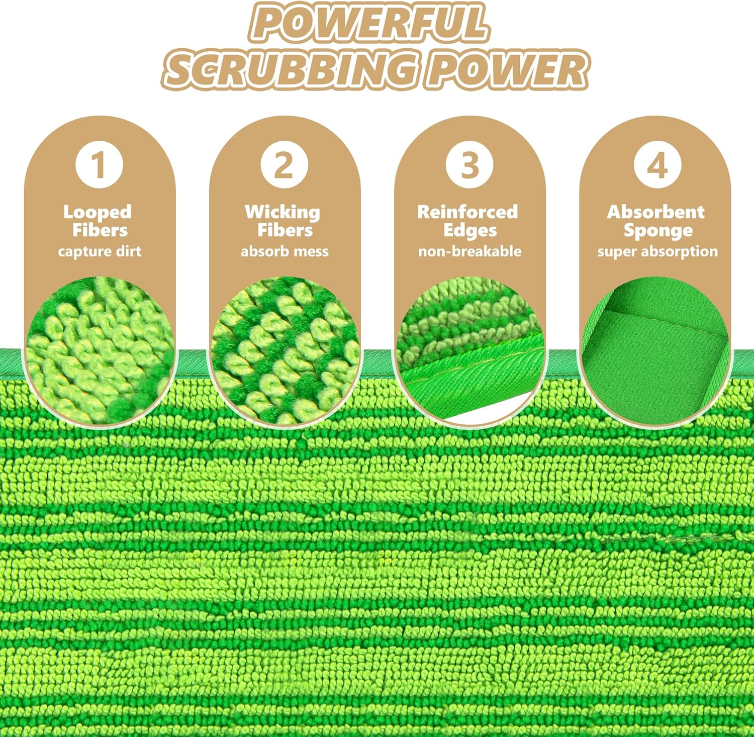 PAPCLEAN Reusable Mop Pads for Swiffer - 3 Pack Green
