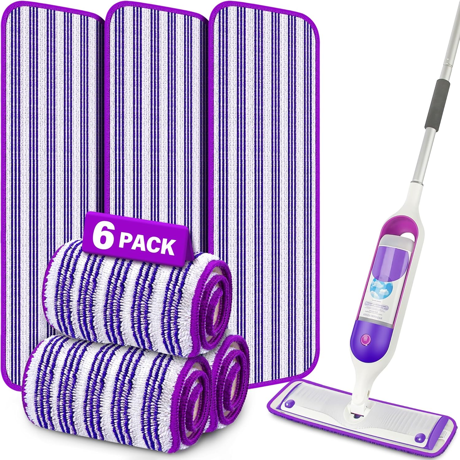 FORSPEEDER 6 Pack Reusable Mop Pads for Swiffer PowerMop 1
