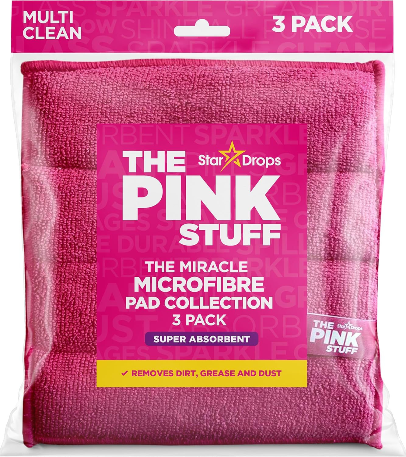 Stardrops The Pink Stuff 3 Pack Miracle Microfiber Mop Pads