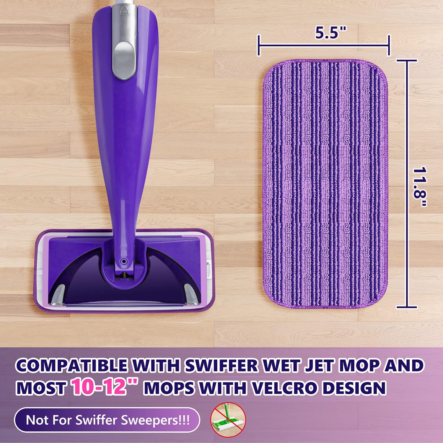 TINATONY 4-Pack Reusable Wet Jet Mop Pads