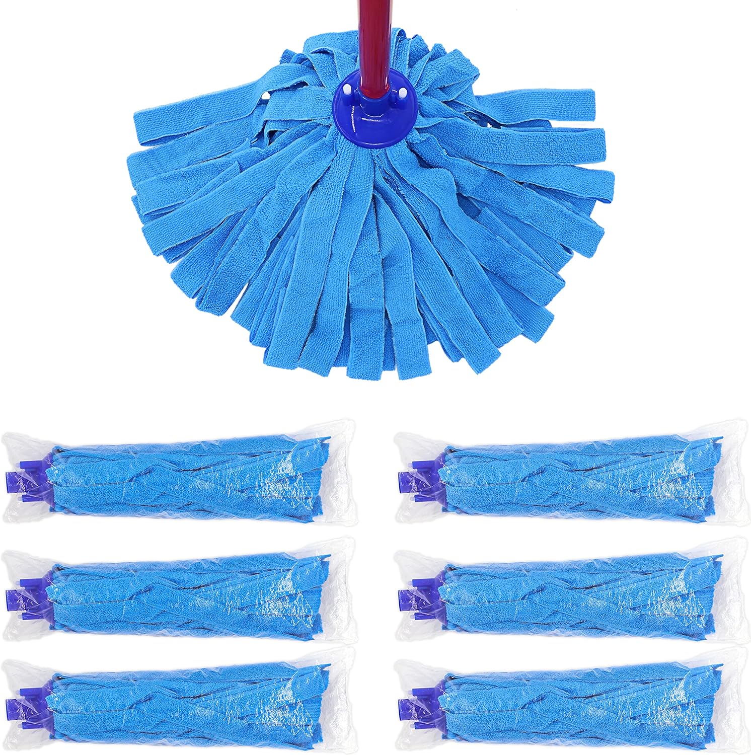 6PCS Blue Microfiber Mop Head Replacement