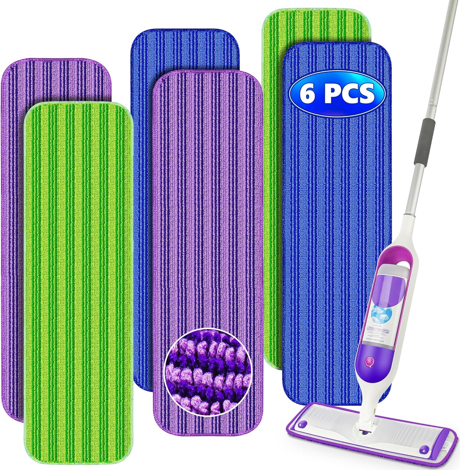 Reusable Mop Pads for Swiffer PowerMop 6 Pack